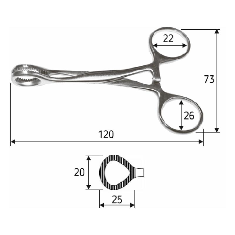 Затискач для утримання язика вікончастий з насічками на браншах, 12 см, J-17-180 Surgicon